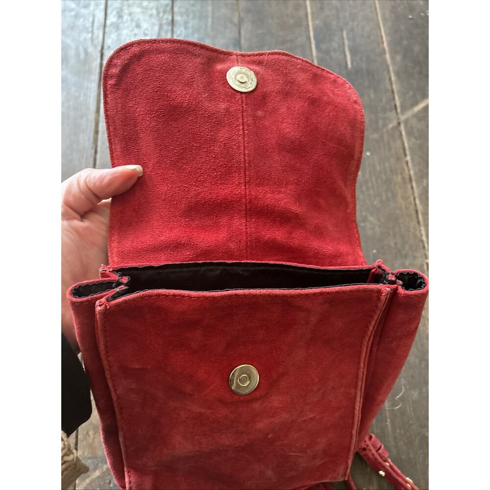 ASOS Red Suede Leather Small Backpack Preowned Women's Bag - Picture 8 of 9